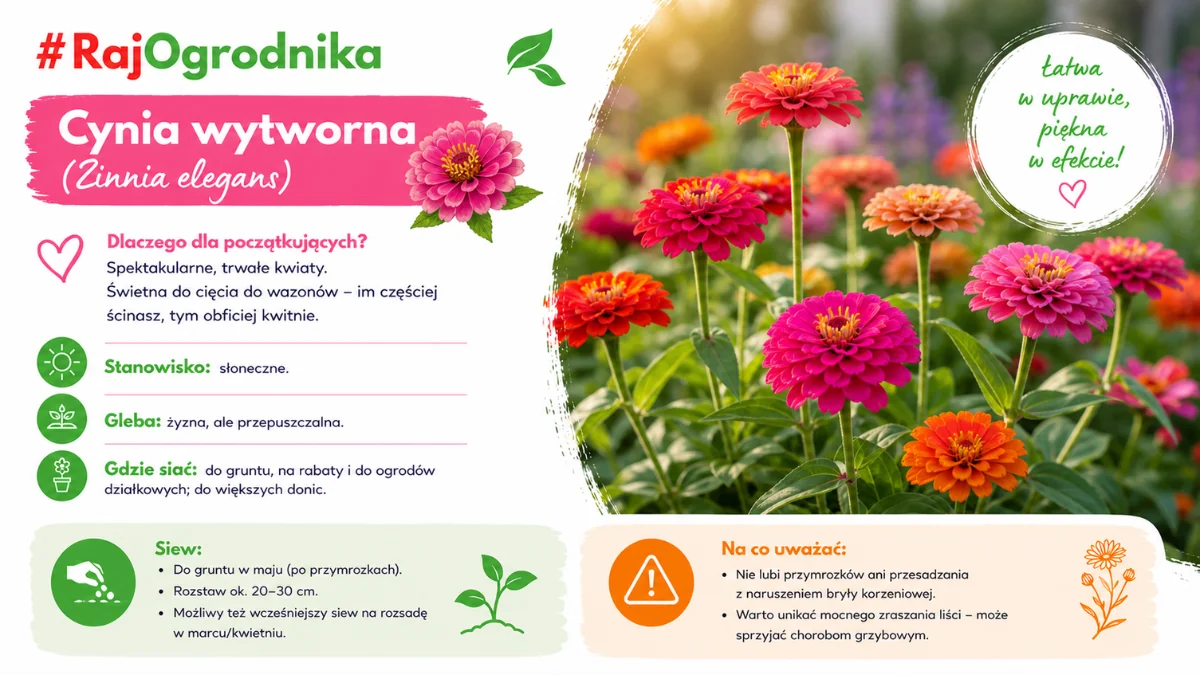 Nasiona kwiatów jednorocznych prostych w uprawie Cynia wytworna blog sklep rajogrodnika